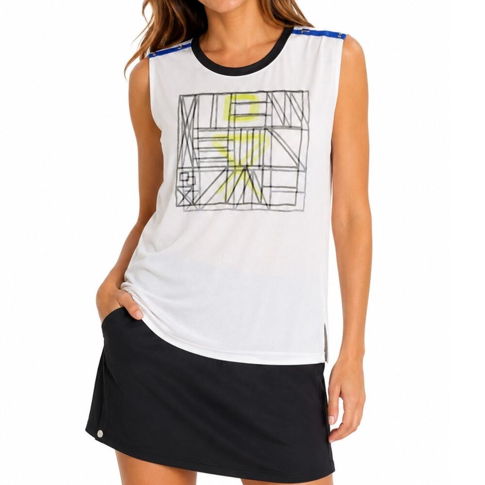 Jamie Sadock XL Sleeveless Golf Top Mesh Overlay Graphic Performance Shirt